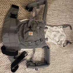Ergobaby Original Gray Baby Carrier with WhitePatterned Sleep Cover / Sun Shade