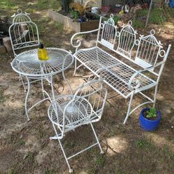Iron Bistro Set Table and Two Chairs (Read Description)