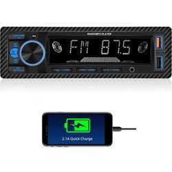 Car Radio Bluetooth Single DIN Car Stereo Audio, Car Audio with Handsfree and App Control,Supports FM/ MP3/SD/AUX/Dual USB/EQ/Quick Charge | Not a CD 