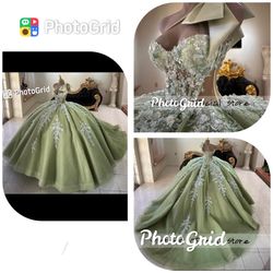 Sage green Quinceañera Dress Size 2