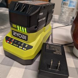 Ryobi 18 V Lithium Battery 4ah Charger And Battery 