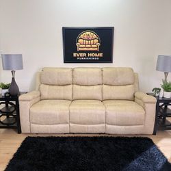 Ilkeston 79” Vegan Leather Manual Reclining Sofa, 3-Seater with Cup Holders 