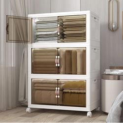 New-Extra Large Stackable Storage Bins with Lids & Wheels & Door, 480QT-160QT/40GAL*3Pack Foldable Collapsible Closet Organizers, Plastic containers d