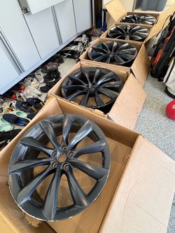 22 Inch OEM Tesla Model X Satin Black Turbine Wheels - Remaining 4 Wheels