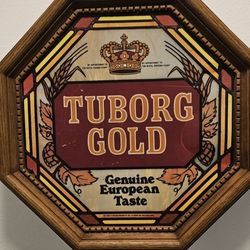 Vintage Tuborg Dark Beer Lighted Sign 16x16 Octagon 1980 Man Cave Collectible