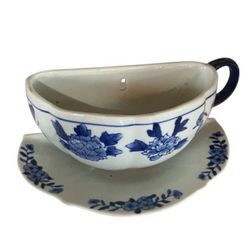 Beautiful Blue and White Ceramic Tea Cup and Saucer