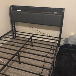 Bed Frame With Led And Outlet Connections 