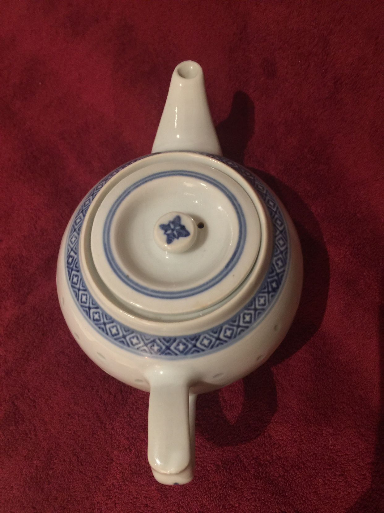 Tea Pot With Beautiful Blue Pattern 