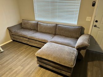 $595 Light Brown/Taupe sectional, large couch, loveseat