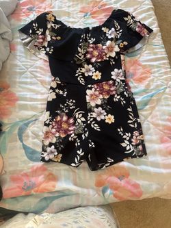 Navy Floral Maxi Dress Short Sleeves