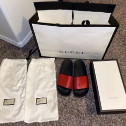 Gucci slides | Gucci store bag