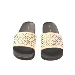 Tommy Hilfiger Womens Slides White Leather Sz 9
