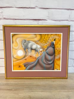Framed Signed Robert Redbird Native American Kiowa Painting