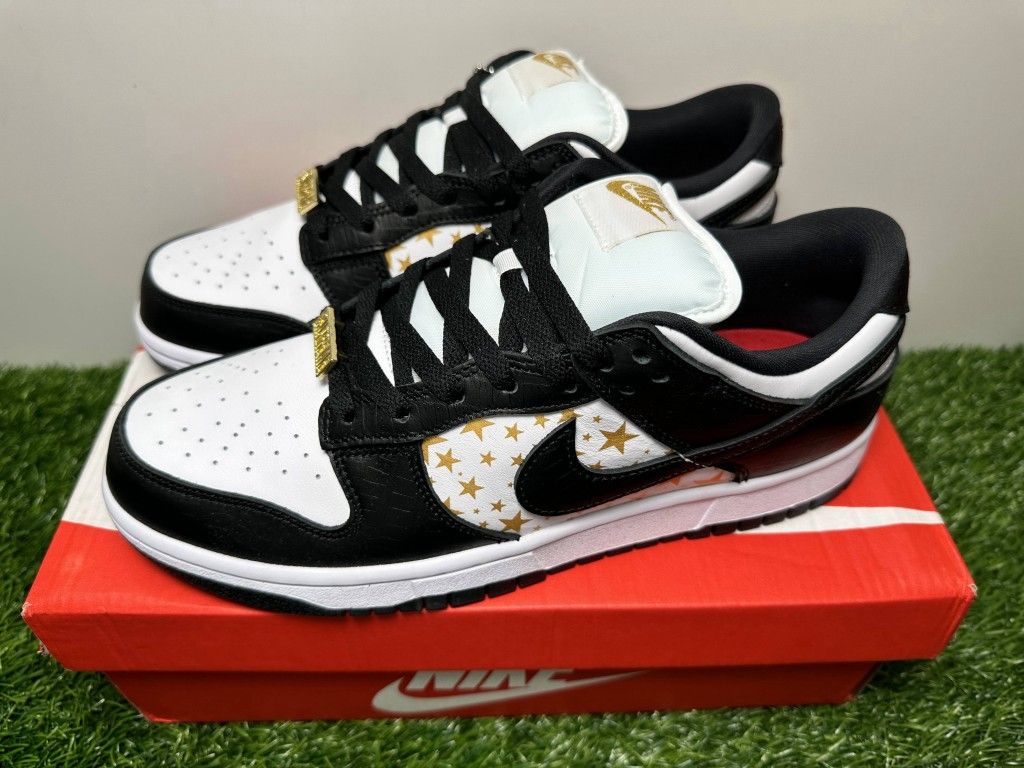NIKE SB DUNK LOW SUPREME STARS BLACK WHITE NEW SALE SNEAKERS SHOES