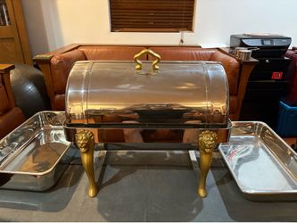 Roll Top Chafer with Brass Lion Legs & Handle