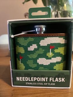 Golf Flask Eastwood Pines Needlepoint stainless steel hip flask golf