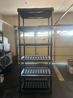 Tier Heavy Duty Black Plastic Utility Shelving Unit
