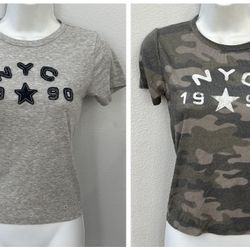 NWT BDG Urban Outfitters NYC 1990 Tshirt Bundle - Gray + Camo Size M