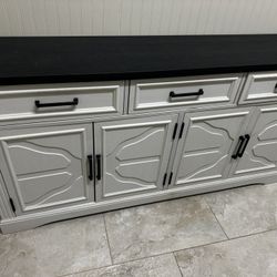 66” Farmhouse Buffet / Sideboard Cabinet – Black & White