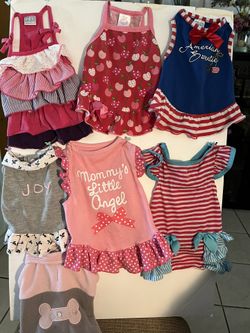 Lot Of 9 Pieces Of Female Doggy Clothes 