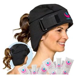 Cold Cap w/Extra Set of Swappable Gel Packs. Adjustable Compression, Class 1 Medical Device for Migraine, Scalp, Concussion Relief, Chemo. Comfortable