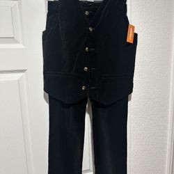 Boys Black Velvet Pants And Vest