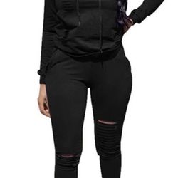 Black Hoodie Set Size L