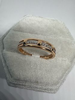 14K 585 Solid Rose Gold Natural Diamond Ring Size 6.5 | NEW Fine Jewelry