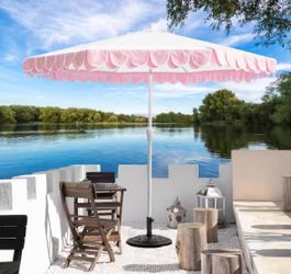 9-ft Aluminum Pink Push-button Tilt Market Patio Umbrella