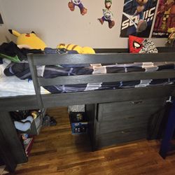 FREE Gray LOFT Bed With 3 DRAWES PIECES