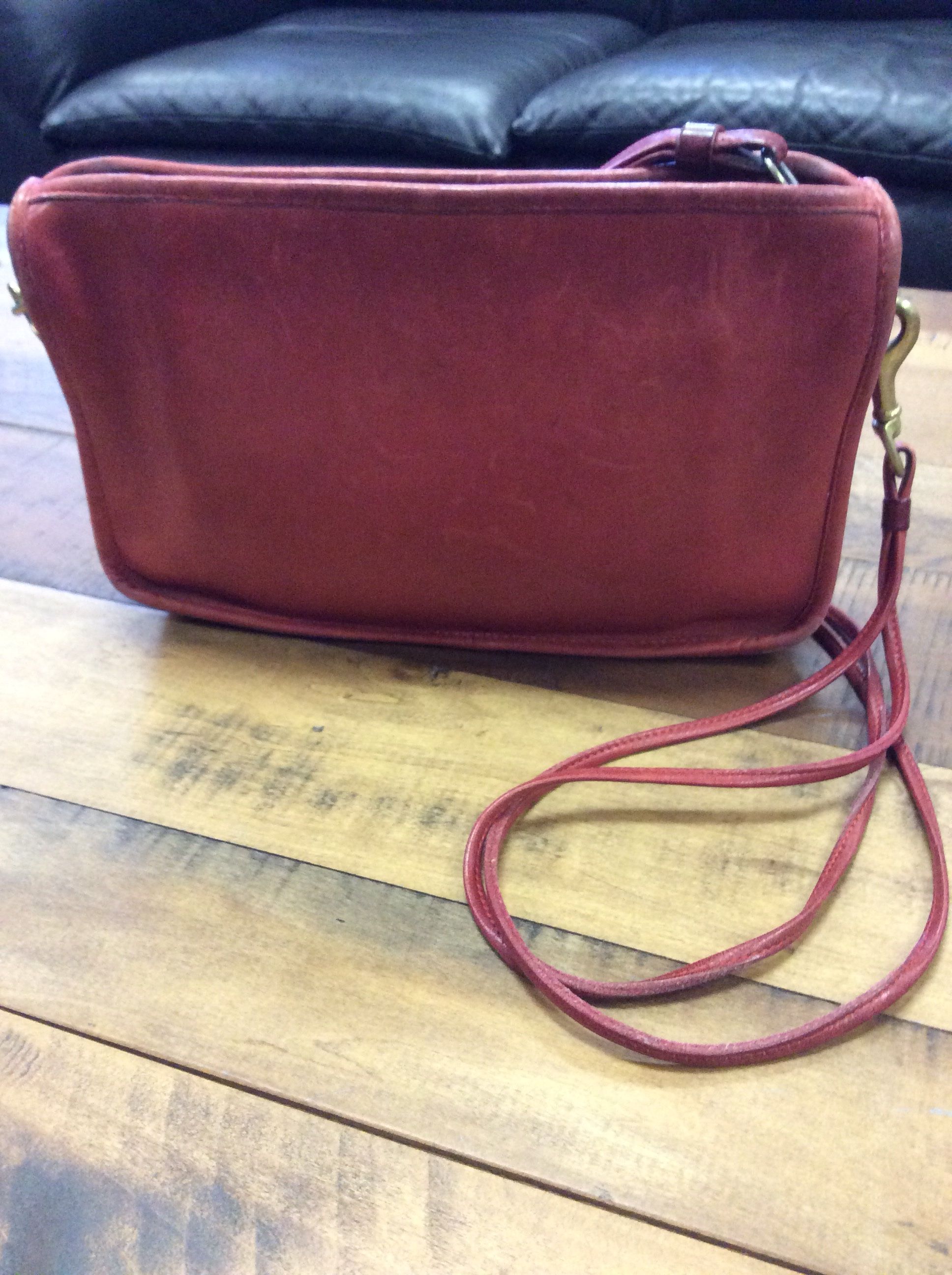 Coach Purse Bag Vintage Red  Color Leather 