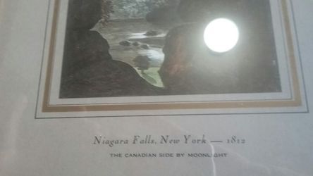 framed picture from 1812 moonlight in Niagara Falls