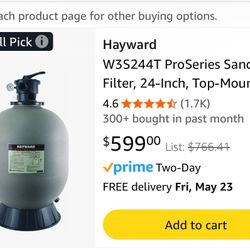 Hayward S244T Sand Filter - Used One Season 