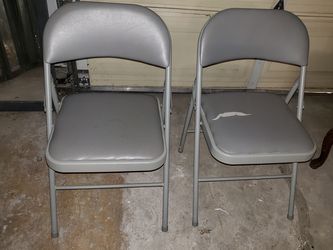 2 x Cosco Metal Folding Chairs w/ Padded Seat Back & Cushion