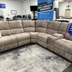 Brown Sofa Sectional Recliner Set – Free Delivery / Juego de Sala Seccional Reclinable Café – Entrega Gratis