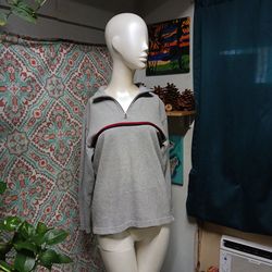 Gap Grey Cotton Partial Zip Sweatshirt, Size XL (12)