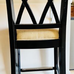 25” Splat Back Counter Stool Solid Wood Upholstered Black 