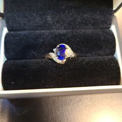 Dark Blue Sapphire 1.2ct And Diamond 