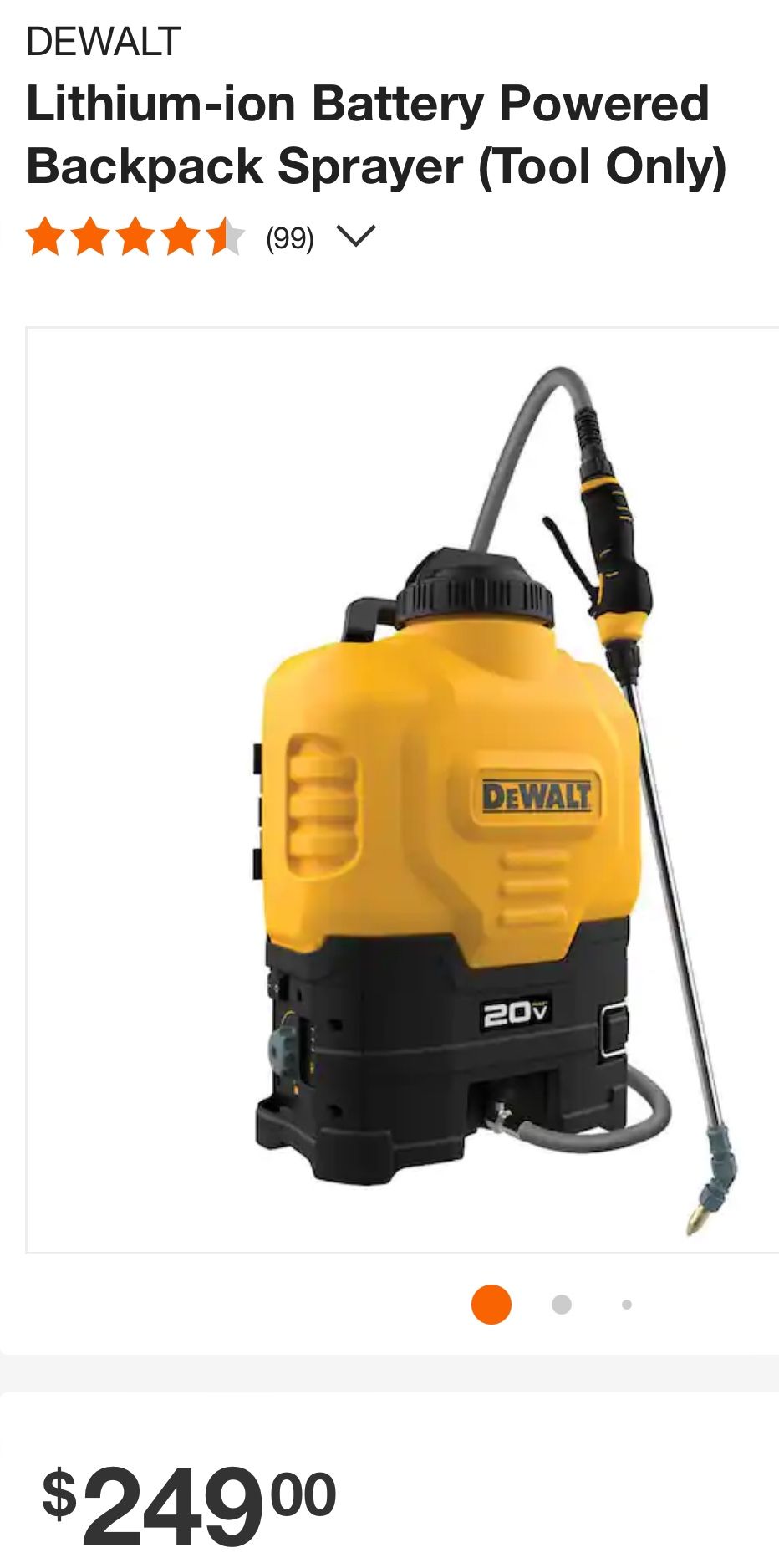 Dewalt back pack Sprayer. New !!! Tool Only