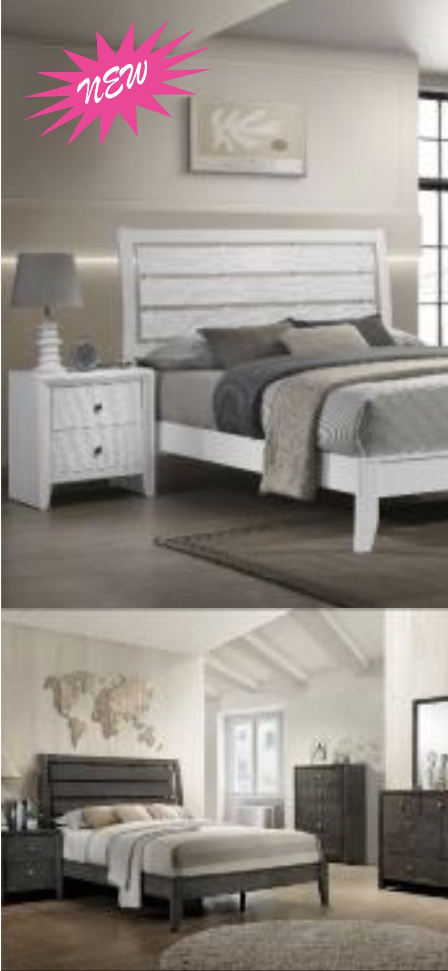 omQueCQueen size or full-size our twi size headboard, footboard rails, dresser, mirror, chest and nightstand. All seven pieces for only $999 brand new