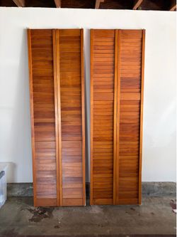 Free Solid Wood Louvered Shutters closet doors (4 Panels) – 78” x 24”
