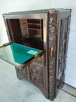 Antique carved all wood desk