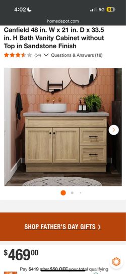 “NEW 48’’ Bathroom Vanity – Still Sealed in Box – Retail $469+Tax”.