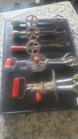 5 Vintage Hand Crank Egg Beaters