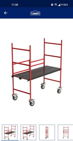 Scaffold 4.18ft x 1.50ft x 3.20ft 500-lb Adjustable Rolling Scaffold Steel - New