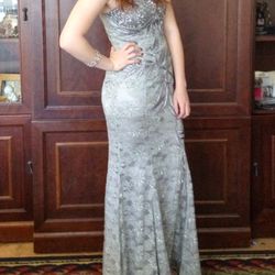Silver Sequin Prom Dress