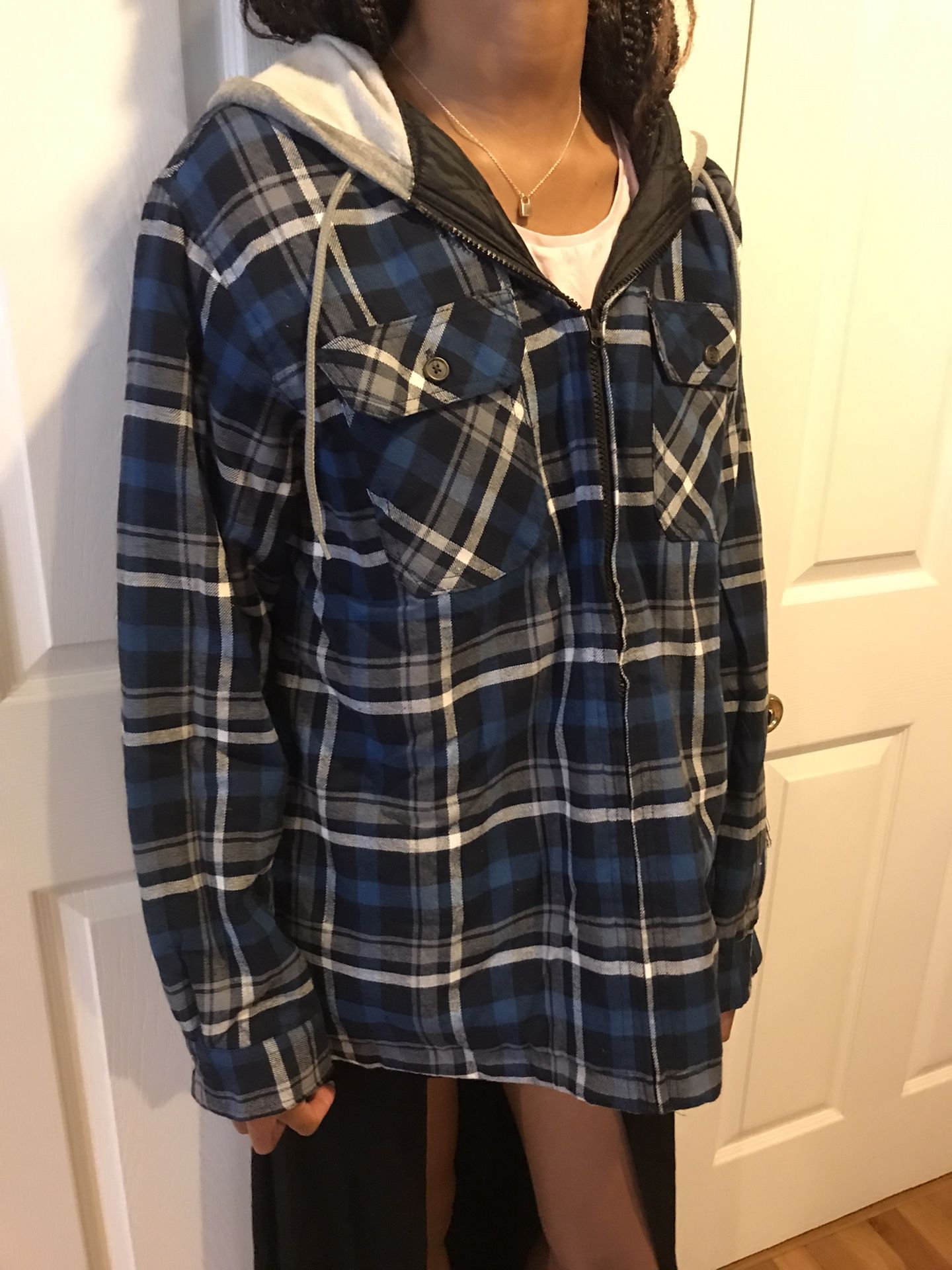 Unisex plaid hoodie jacket