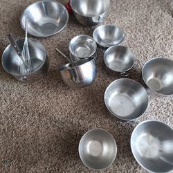   Nesting Stainless Steel Farberware Mixing Bowls Mixed All Need Gone  What You See Is What You Get