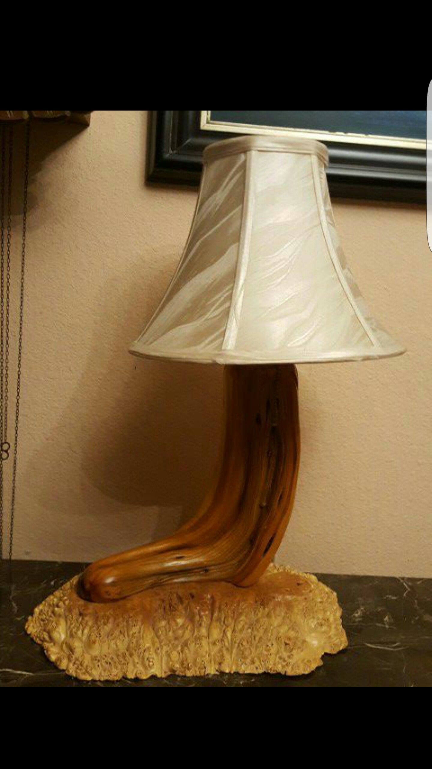 Vintage burl wood table lamp