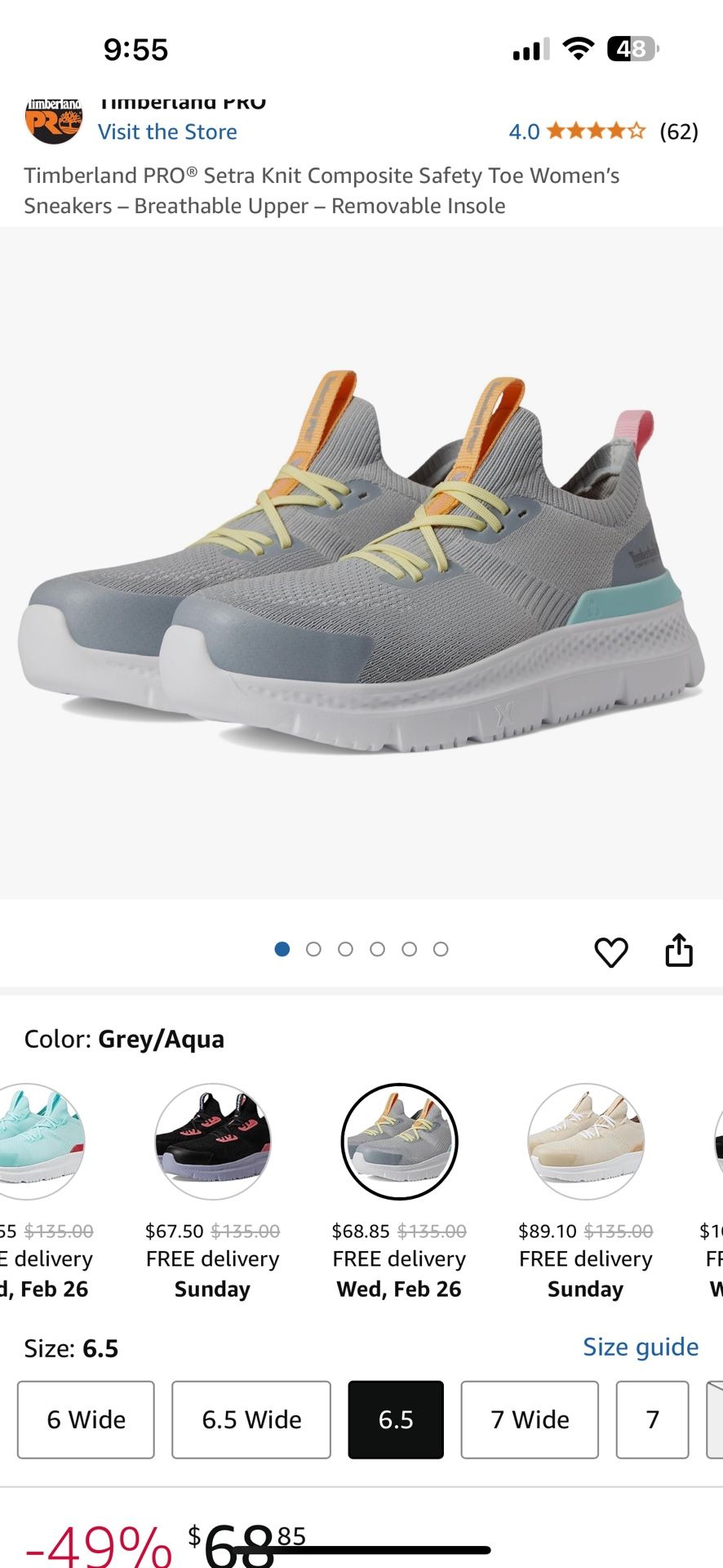 New Women’s Timberland Pro composite safety Toe (Steel Toe) shoes size 6.5